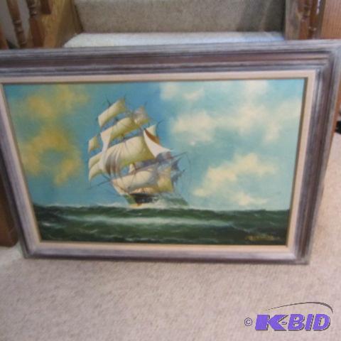 lot 341 image: Oil Painting, Sailing Ship