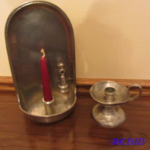 lot 38 image: Pewter Sconce & Candle Stand