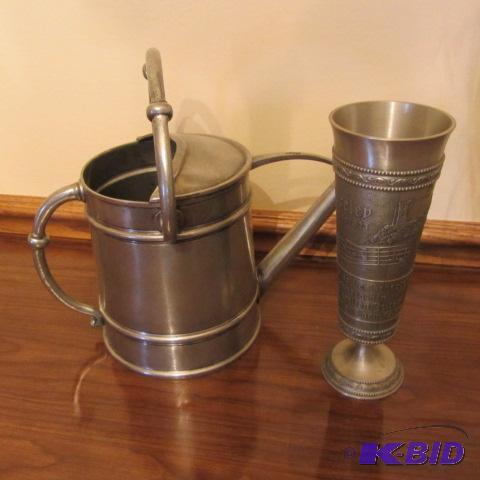 lot 39 image: Pewter Watering Can & Vase