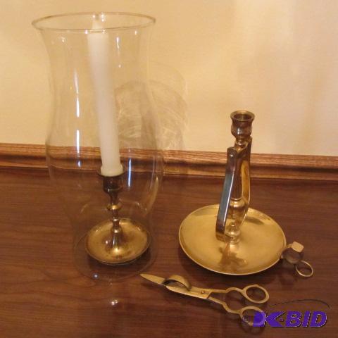 lot 48 image: Ships Candle Stand, Wick Trimmer