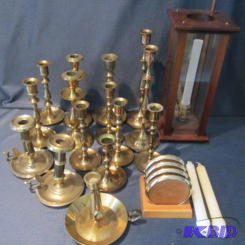 lot 500 image: Brass Candle Stands, Lantern