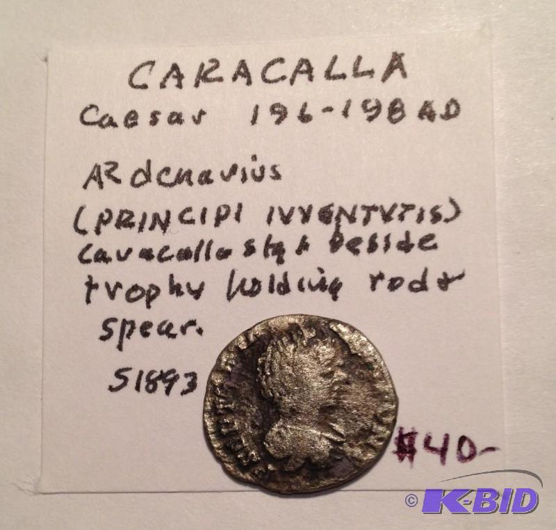 Ancient Roman Silver Caracalla  Minted only 2 years from 196-198 AD  1500 Year Old Silver Coin Rare