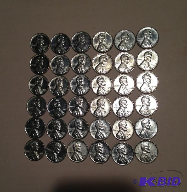 Lot of 36 Higher Grade 1943 Steel Cents Nice Looking Lot