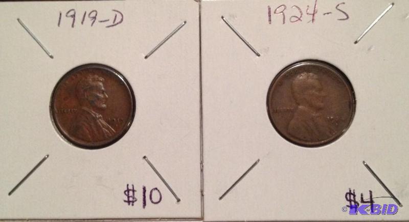 Lot of 2 Better Date Lincolns 1919-D and 1924-S