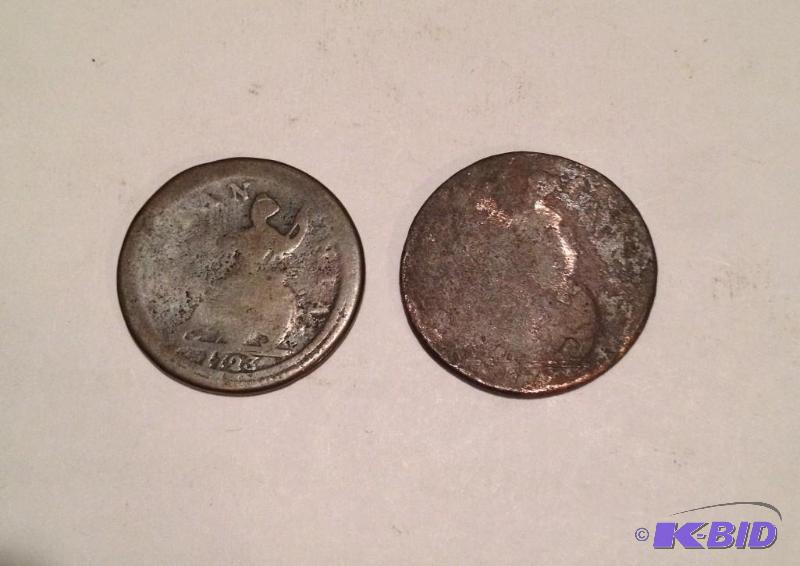 Lot of 2  Early Vintage Great Britain Large Half Pennys 1723 and 1775 Scarce