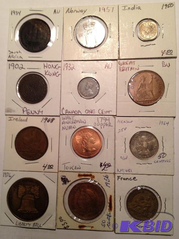 Lot of 12 World and US coins most Vintage