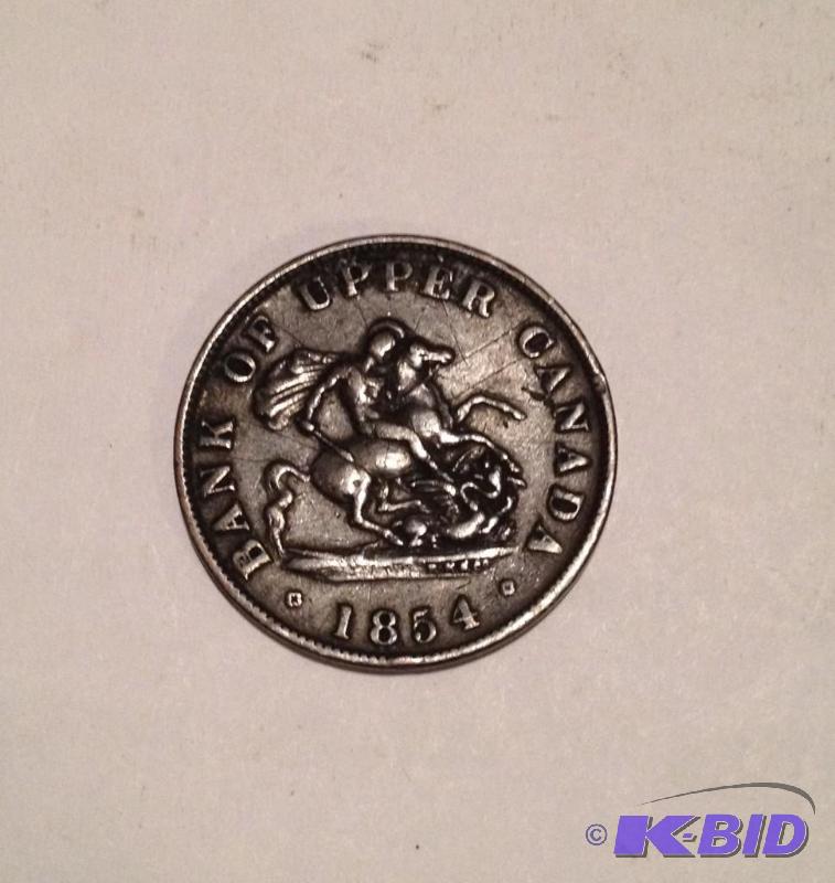 1854 Bank of Upper Canada Half Penny Bank Token Nice Detail
