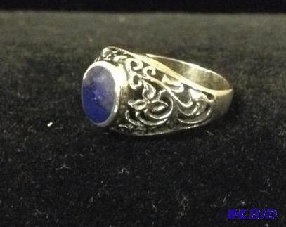 lot 56 image: 925 Silver & Blue Lapis Ring & Earrings