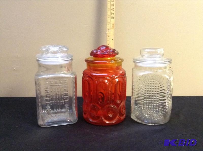 lot 75 image: Covered Glass Canisters