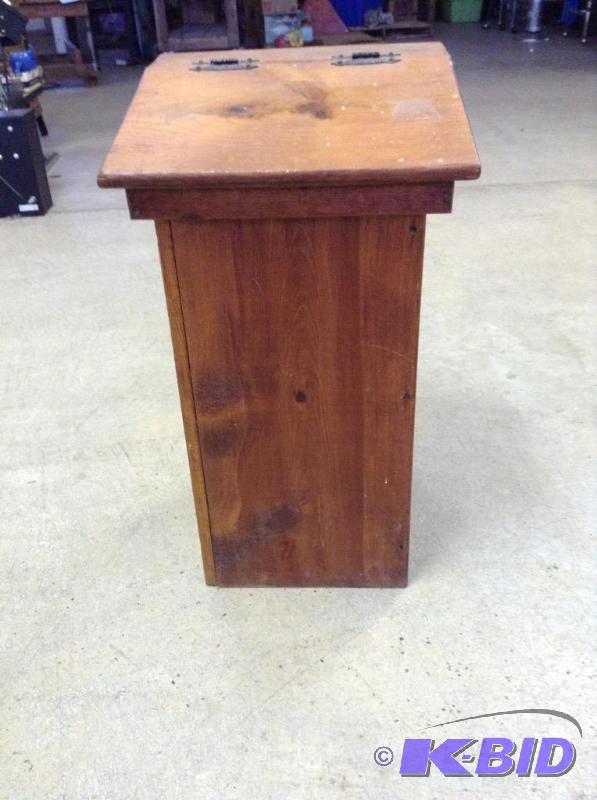 lot 81 image: Wooden Trash Receptacle