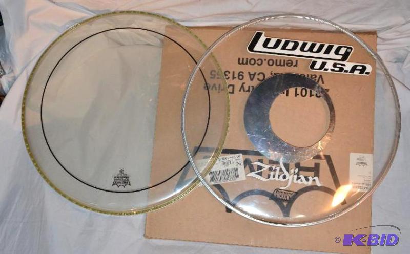 lot 147 image: 2 drum heads that look new - 23" diamete...