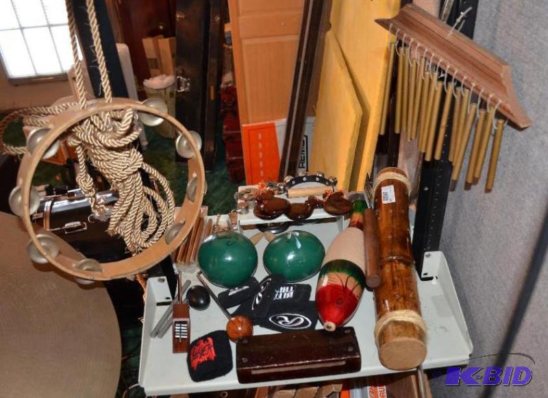 lot 154 image: Percussion instruments - tambourine , thumb c...