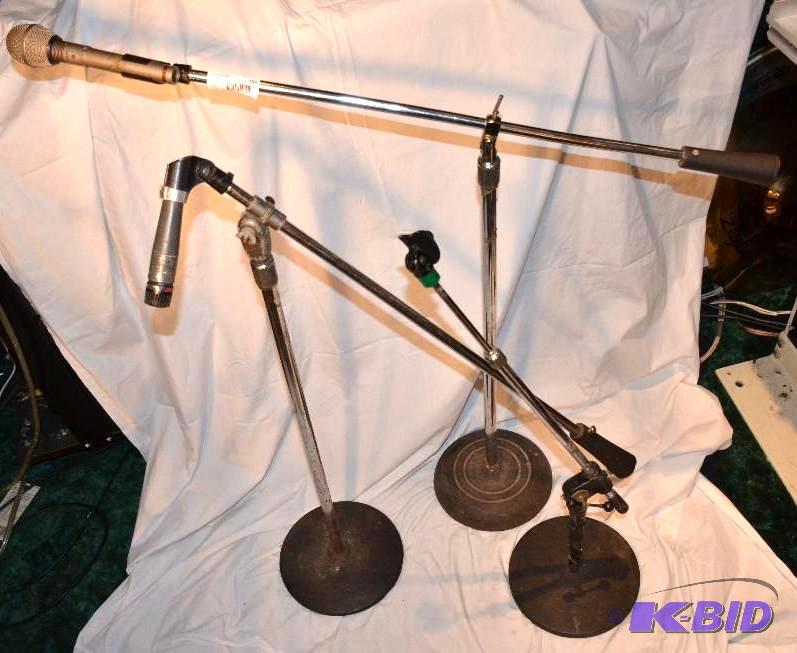 lot 166 image: 3 microphone stands and 2 microphones. Sony m...