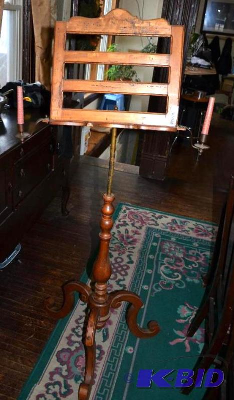 lot 52 image: Antique rare wood music made in Italy stand w...