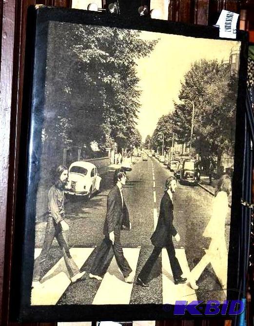 lot 53 image: Framed photo of Beatles crossing Abbey Road 1...