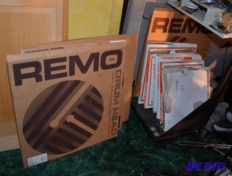 lot 90 image: 12 drum heads - new and used...