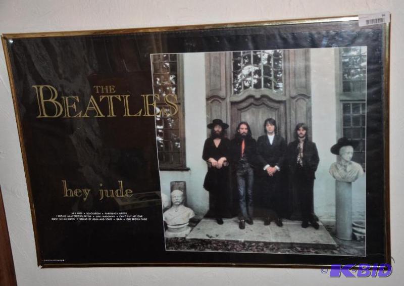 lot 96 image: Framed The Beatles Poster Hey Jude 36x24"...