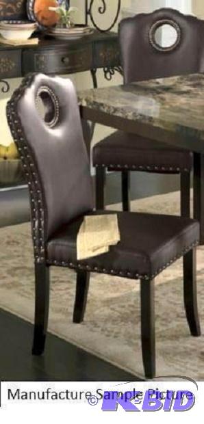 Nailhead Dining Chair - Brown like leather - ...