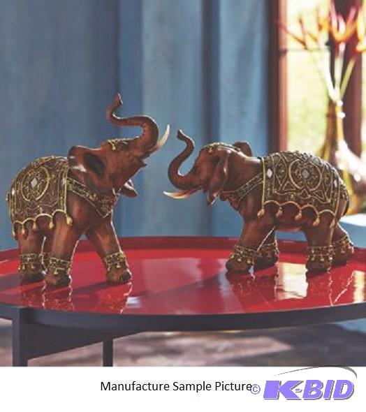lot 18 image: Pair of Elephant Figurines - Has elaborately ...