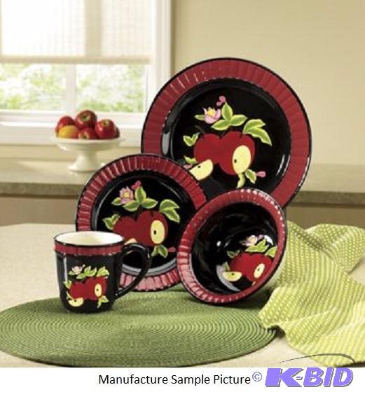 lot 37 image: 16 Piece Dinnerware Set - Midnight Apple - Li...