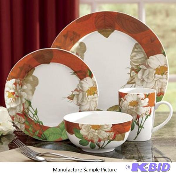 lot 68 image: 16 Piece Magnolia Springs Dinnerware Set - Ex...
