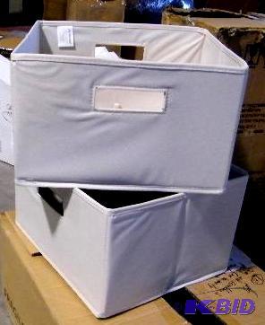 lot 70 image: Pair of Collapsible Storage Bins - White - Cl...