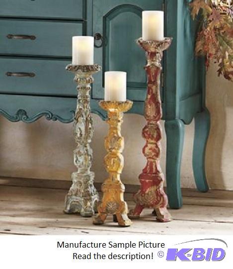 lot 9 image: Set of 3 Baroque Candlesticks - Use candles u...