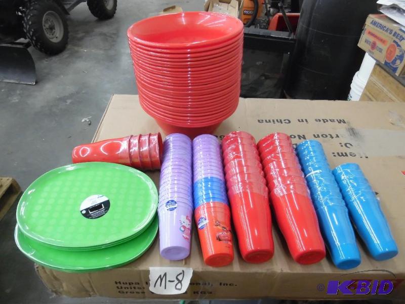 Plastic cups and plates