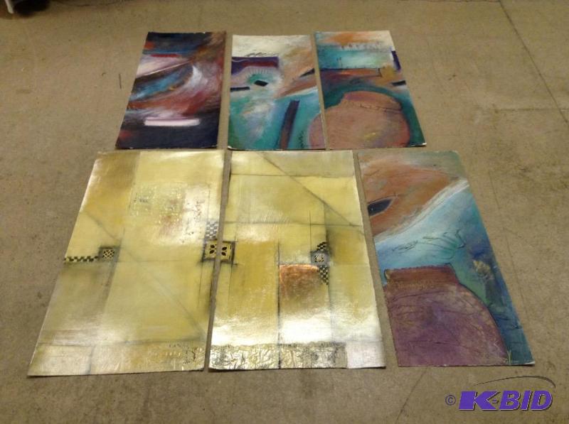 lot 135 image: Six Painted Abstract Panels