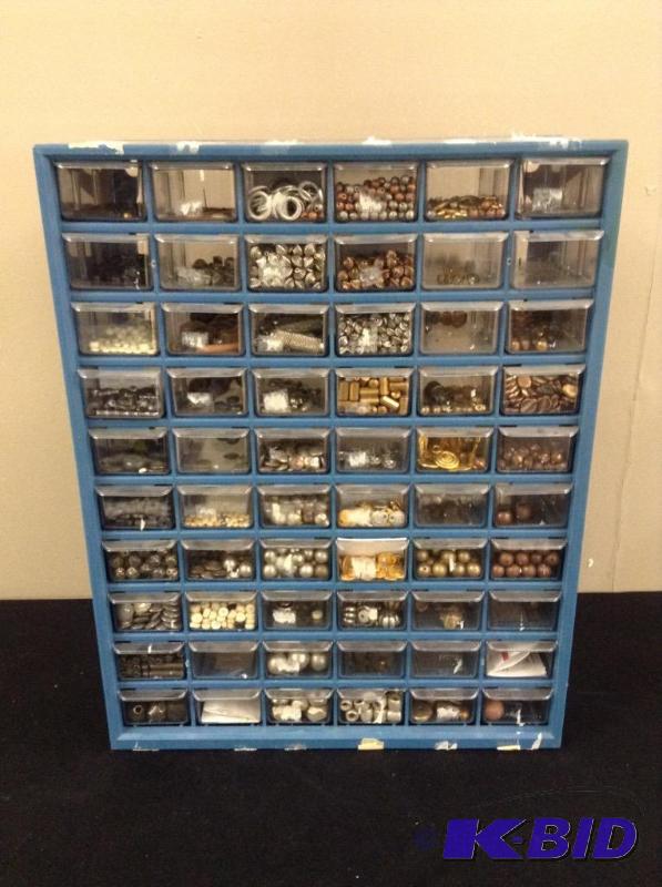 lot 53 image: Sixty Drawer Organizer with Jewelry Making Parts