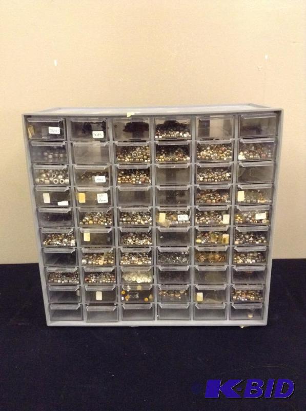 lot 55 image: Sixty Drawer Organizer with Jewelry Making Parts 2