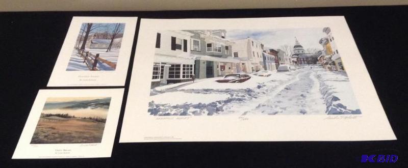 lot 66 image: Three Unframed Prints by Watercolor Artist Linda Roberts