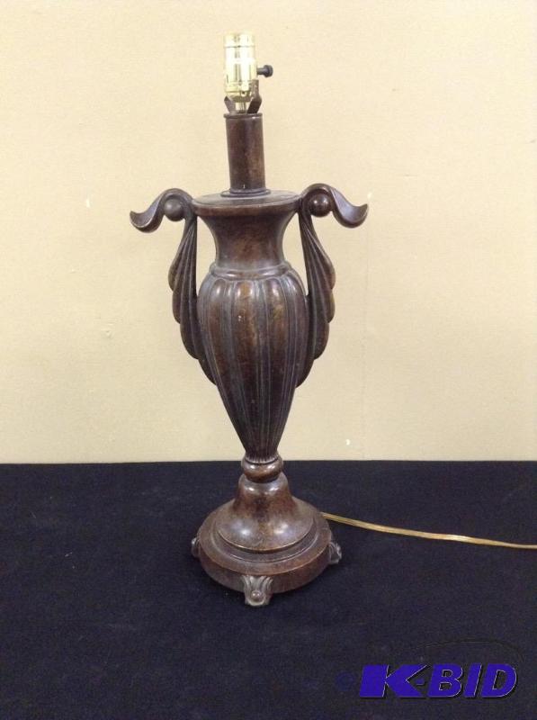 lot 86 image: Neoclassical Style Metal Lamp with Bronzed Finish