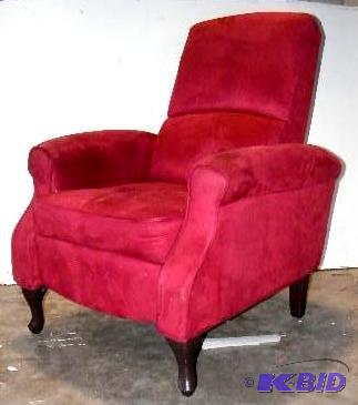Recliner Chair - Burgundy - Steel and solid w...