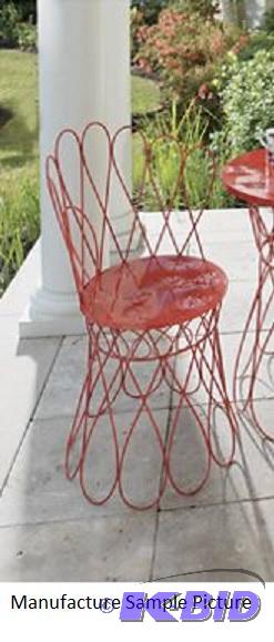 Pair of Scrolled Red Metal Bistro Chairs - Ha...
