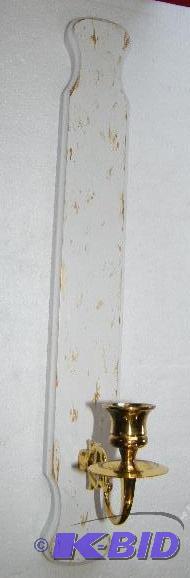 White and Brass Candleholder - 19&quot l x 3...