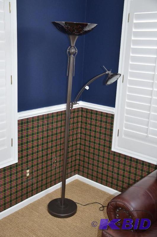 lot 109 image: Floor lamp metal with colored glass globes 72...