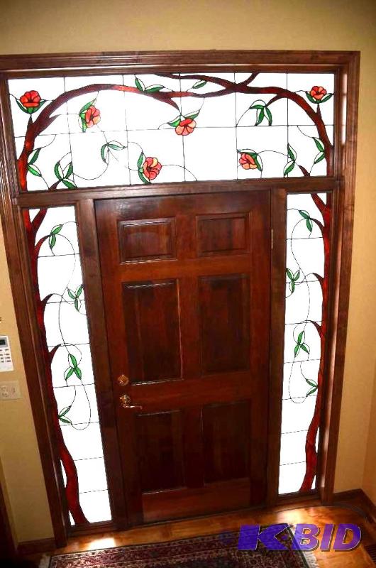 lot 10A image: Large Stained&nbspglass insert- there are 3 ...
