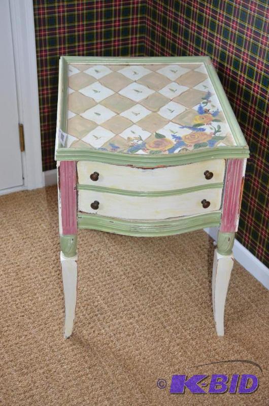 lot 111 image: White Side Table with drawer - handpainted...