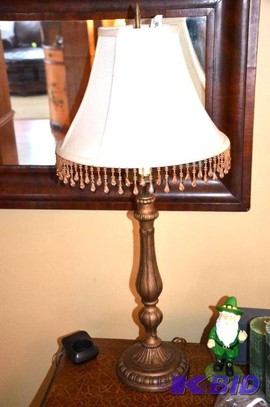 lot 120 image: Table lamp with cut glass 32  tall...