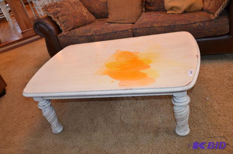 lot 129 image: White Coffee Table please inspect for conditi...