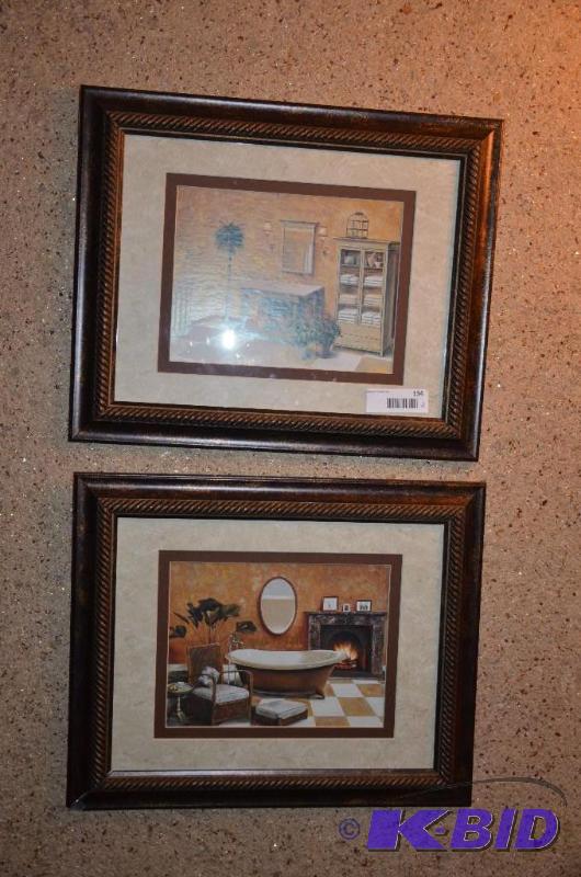 lot 134 image: 2 Framed Print Artwork, features a powder roo...