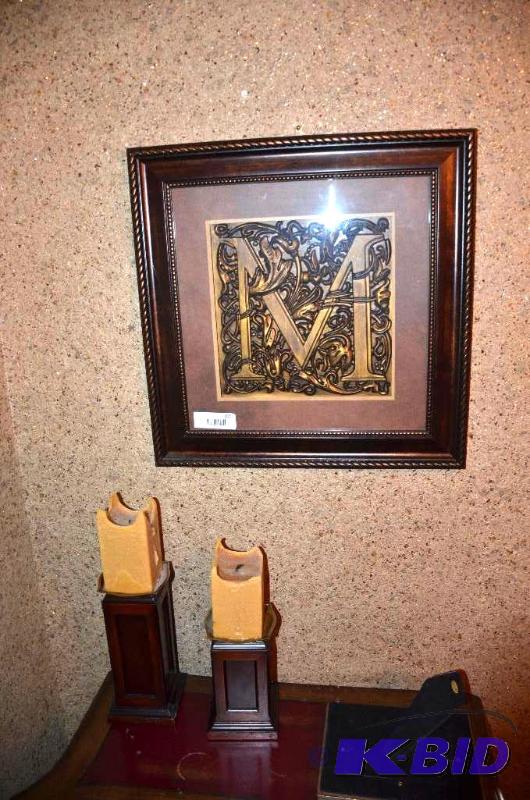 lot 135 image: I framed piece of art 19&quotx19" and 2...