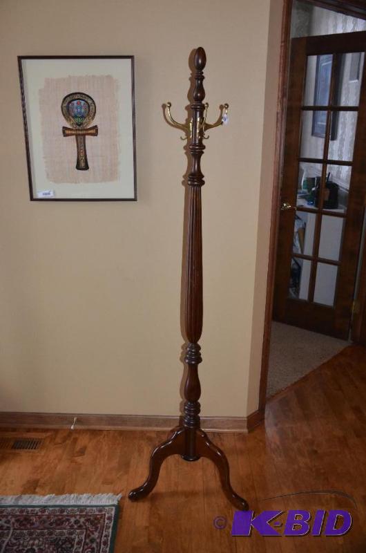 lot 142 image: Wood Decorative Coat Tree 61 inches tall...