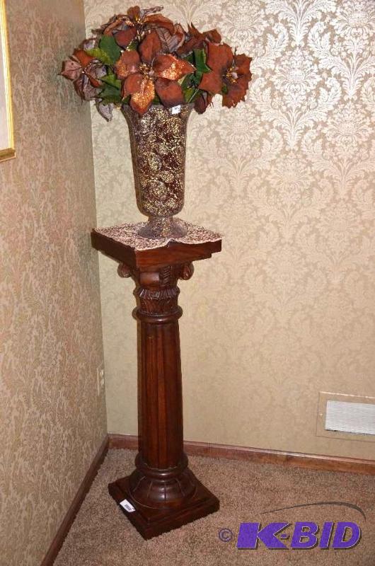 lot 148 image: Ornate Wood Plant Stand Only.   Measures...