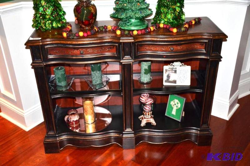 lot 15 image: Hooker Furniture wood book shelf with 2 drawe...