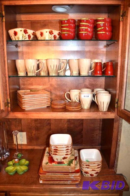 lot 159 image: 3 Shelves Pier 1 flower dish set 12 place set...