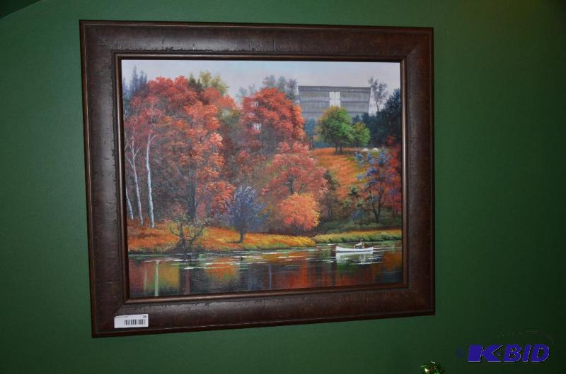 lot 16 image: Beautiful Framed oil painting water scene nea...