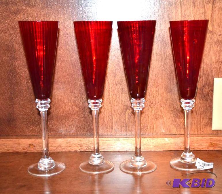 lot 162 image: 4 Ruby Red Crystal Stemware&nbsp11 inches ta...