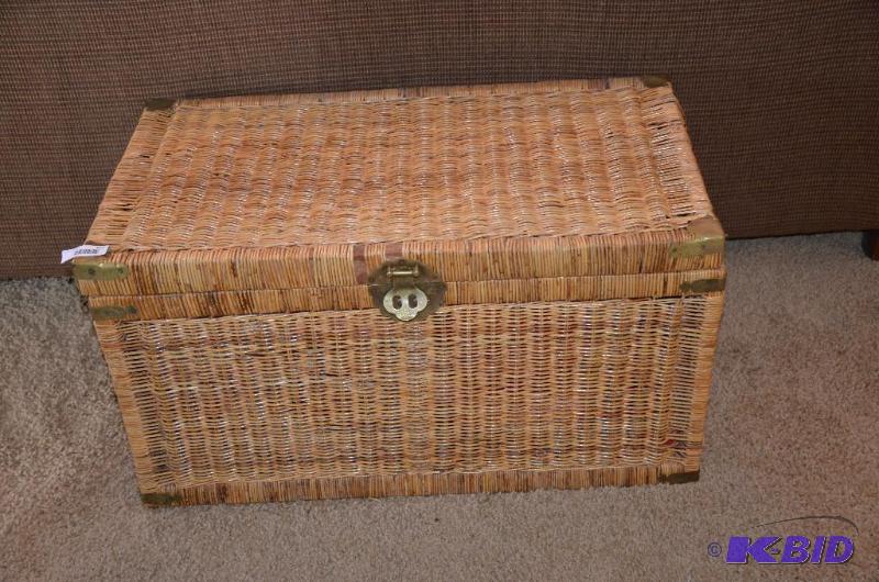 lot 167 image: Wicker Trunk with brass hinges  ...